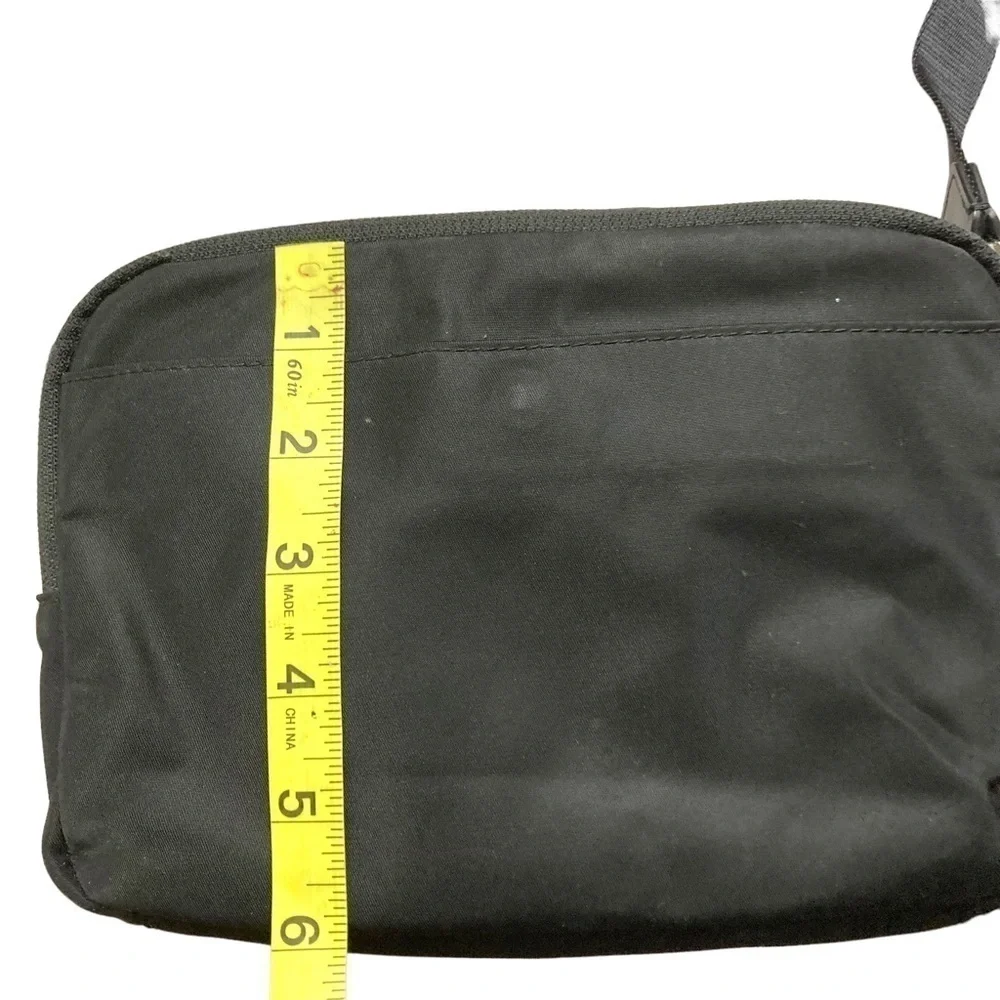 Tumi double zipper black nylon crossbody bag unisex